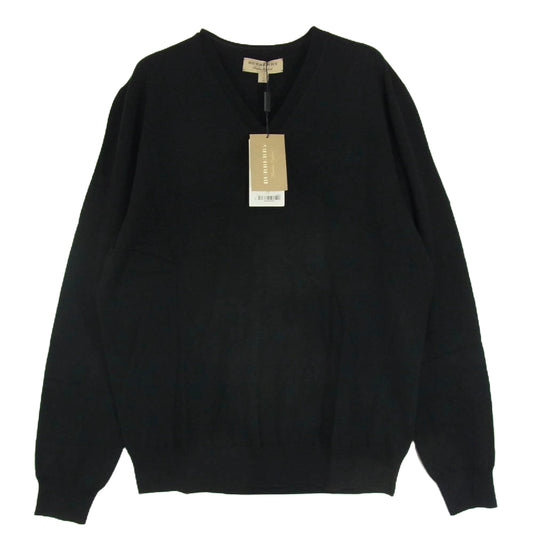 BURBERRY バーバリー 4023178 001 V NECK KNIT エクストラファインメリノウール Ｖネック ニット セーター ブラック系 L【極上美品】【中古】