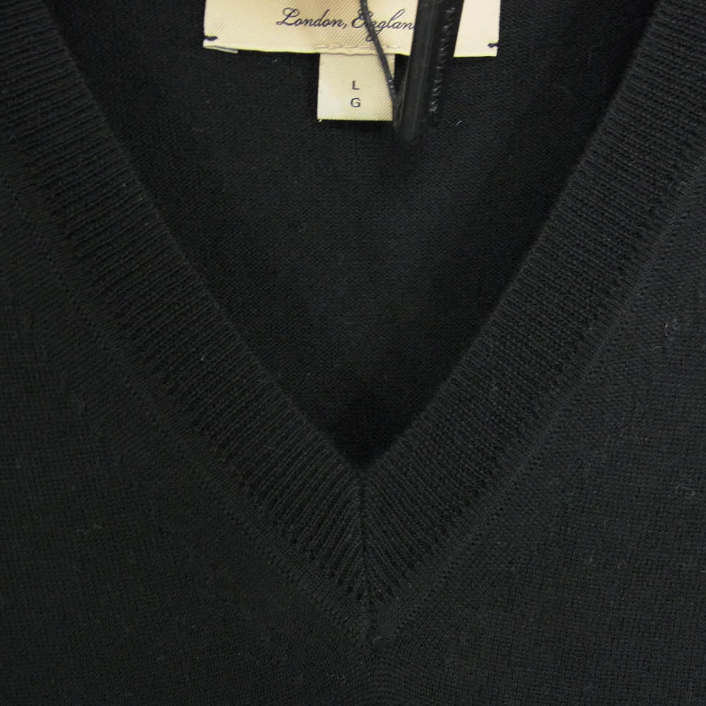 BURBERRY バーバリー 4023178 001 V NECK KNIT エクストラファインメリノウール Ｖネック ニット セーター ブラック系 L【極上美品】【中古】