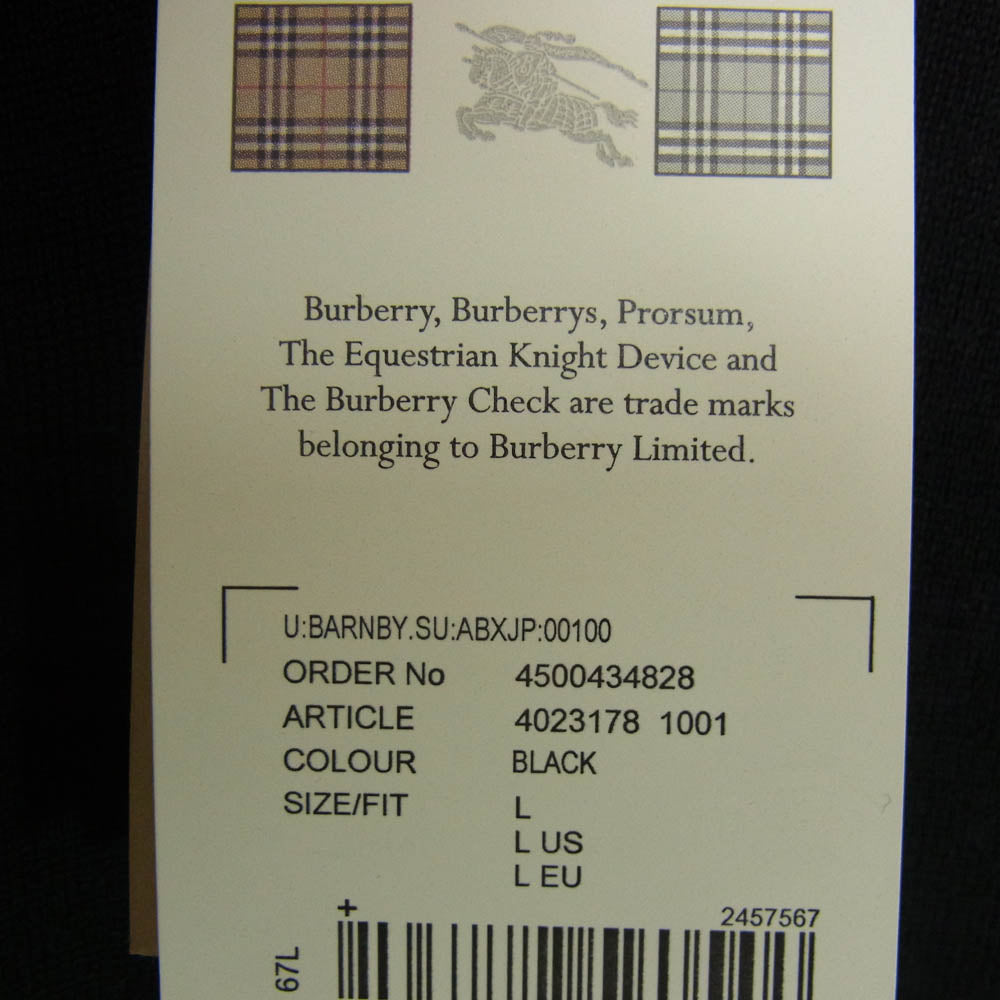 BURBERRY バーバリー 4023178 001 V NECK KNIT エクストラファインメリノウール Ｖネック ニット セーター ブラック系 L【極上美品】【中古】