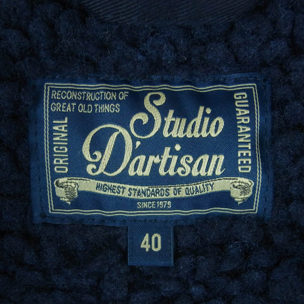 STUDIO D’ARTISAN ステュディオダルチザン 4582 ワッペンデザイン 裏地ボア コーチ ジャケット 中国製 ネイビー系 40【中古】