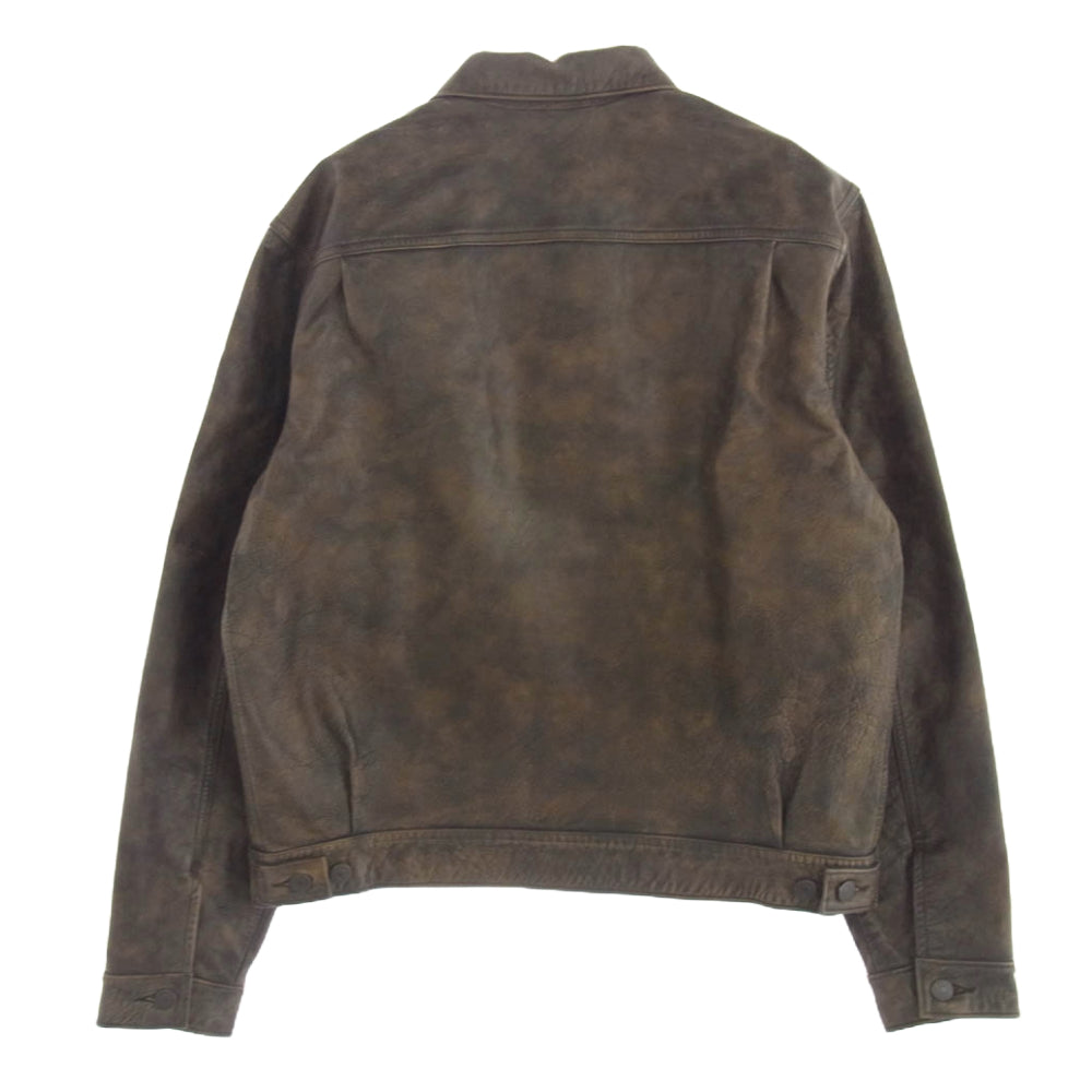 RRL ダブルアールエル O201R 2nd TYPE レザー トラッカー ジャケット USED加工 ブラウン系 M【中古】
