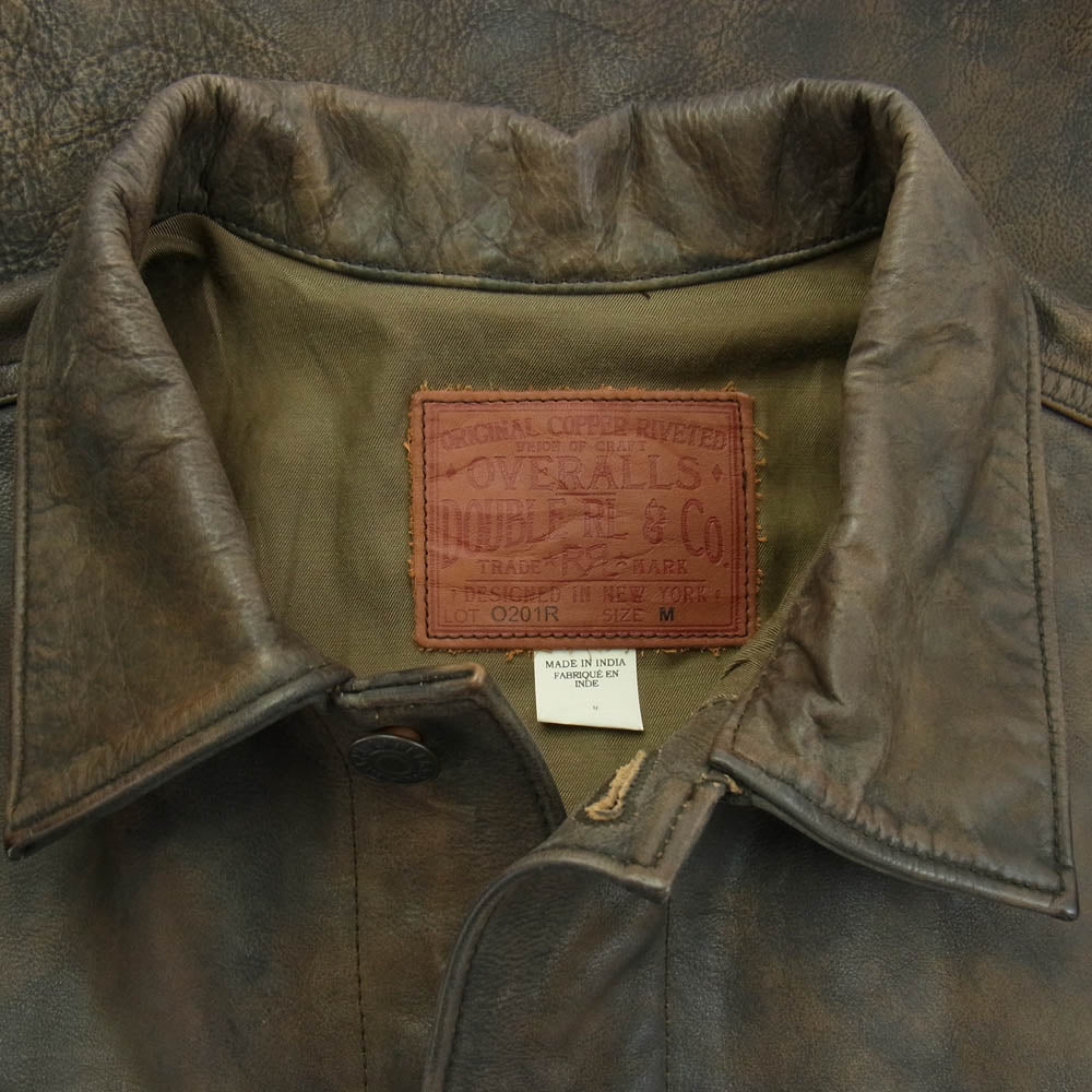 RRL ダブルアールエル O201R 2nd TYPE レザー トラッカー ジャケット USED加工 ブラウン系 M【中古】