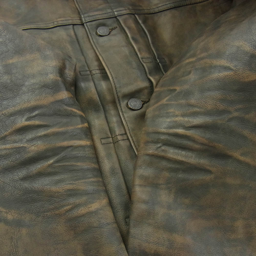 RRL ダブルアールエル O201R 2nd TYPE レザー トラッカー ジャケット USED加工 ブラウン系 M【中古】