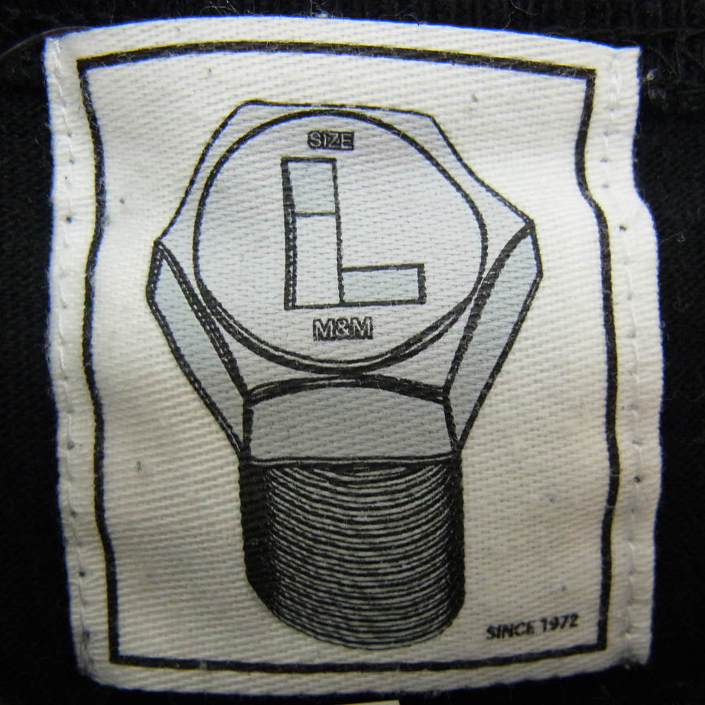 エムアンドエム バック ロゴ カットソー 七分丈 Tシャツ ブラック系 L【中古】