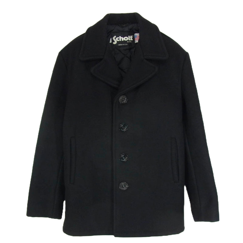 schott ショット USA製 ジェネラルサプライ 別注 ウール シングル ピーコート ブラック系 40【中古】
