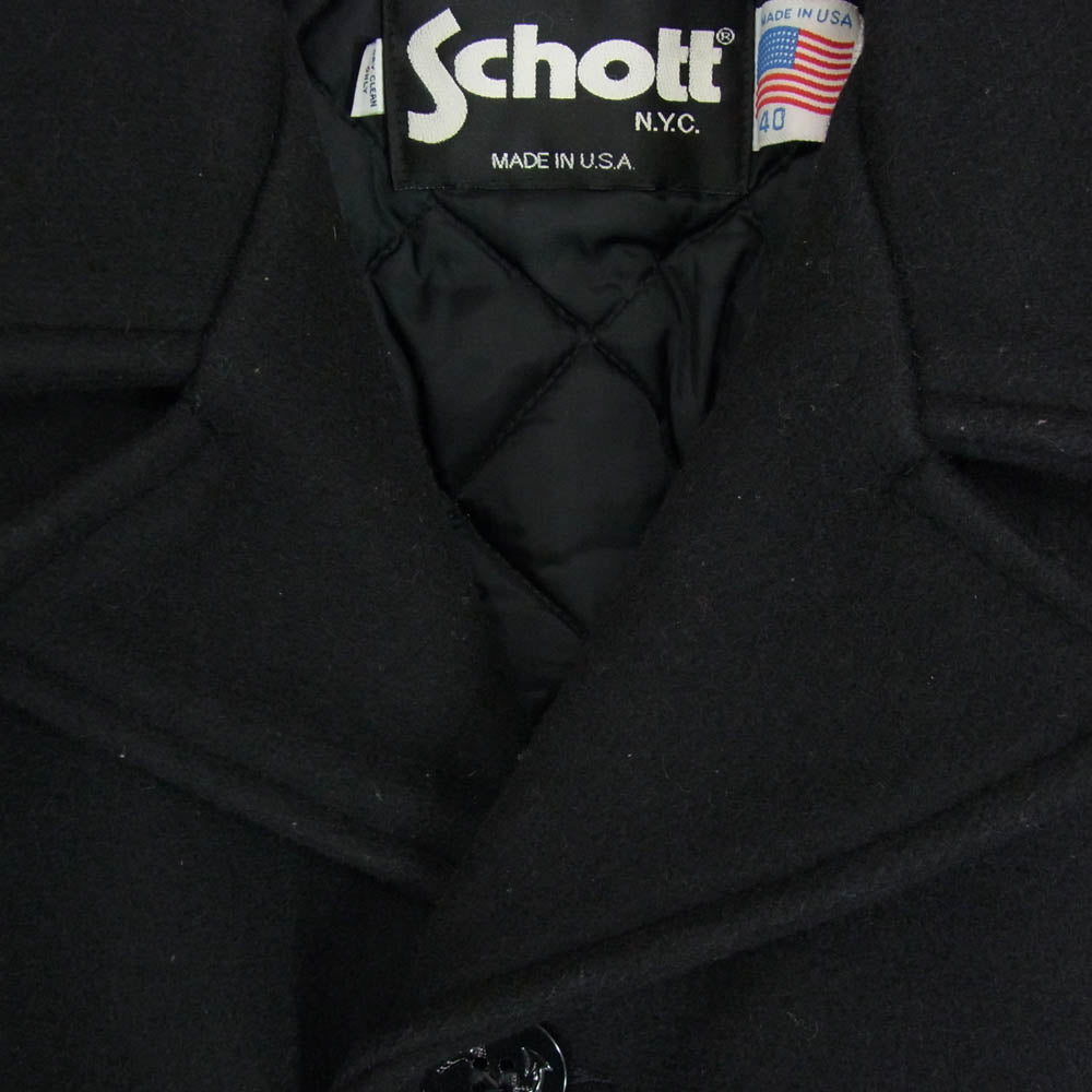 schott ショット USA製 ジェネラルサプライ 別注 ウール シングル ピーコート ブラック系 40【中古】