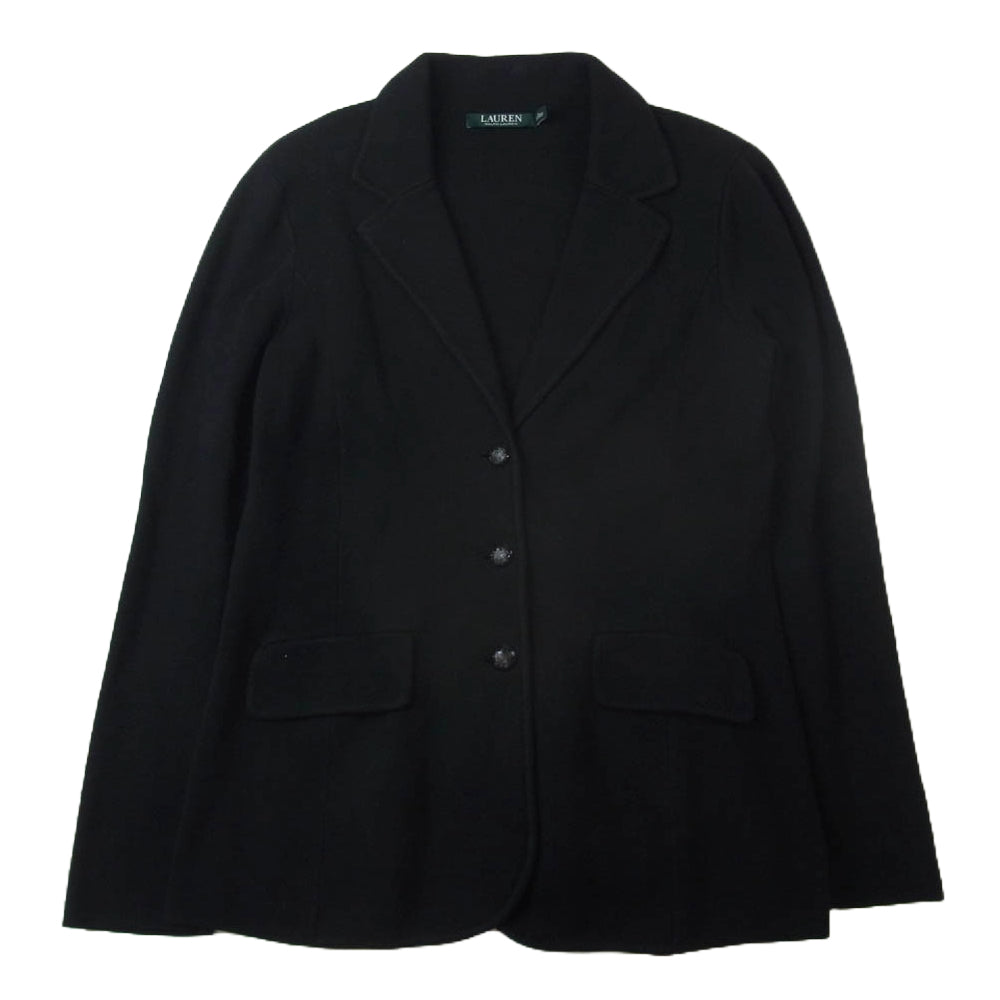 RALPH LAUREN ラルフローレン ローレンラルフローレン 緑タグ コットンニット 3B テーラードジャケット ブラック系 M【中古】