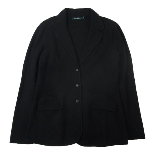 RALPH LAUREN ラルフローレン ローレンラルフローレン 緑タグ コットンニット 3B テーラードジャケット ブラック系 M【中古】