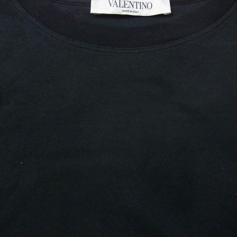 VALENTINO ヴァレンティノ 本ライン 袖レース クルーネック 半袖 Tシャツ ブラック系 S【中古】