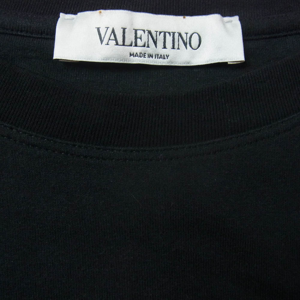 VALENTINO ヴァレンティノ 本ライン 袖レース クルーネック 半袖 Tシャツ ブラック系 S【中古】