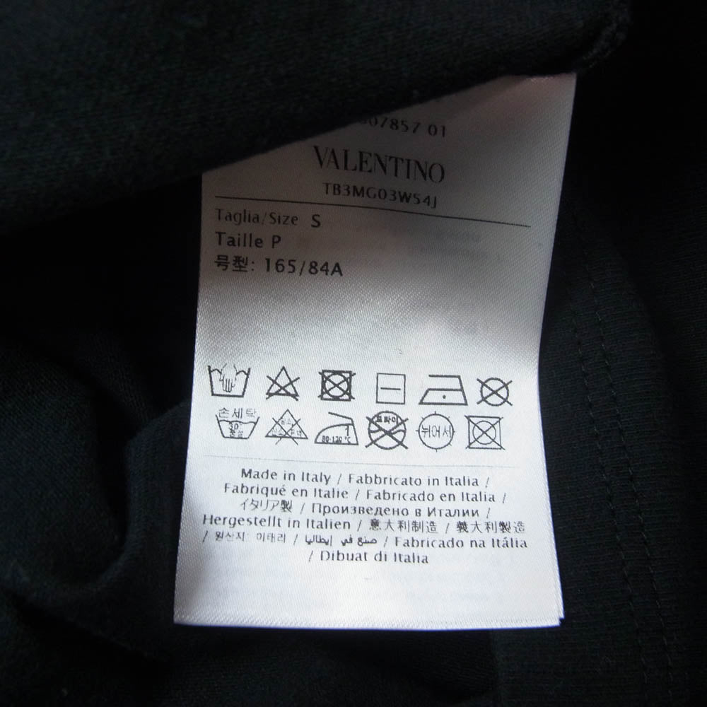 VALENTINO ヴァレンティノ 本ライン 袖レース クルーネック 半袖 Tシャツ ブラック系 S【中古】
