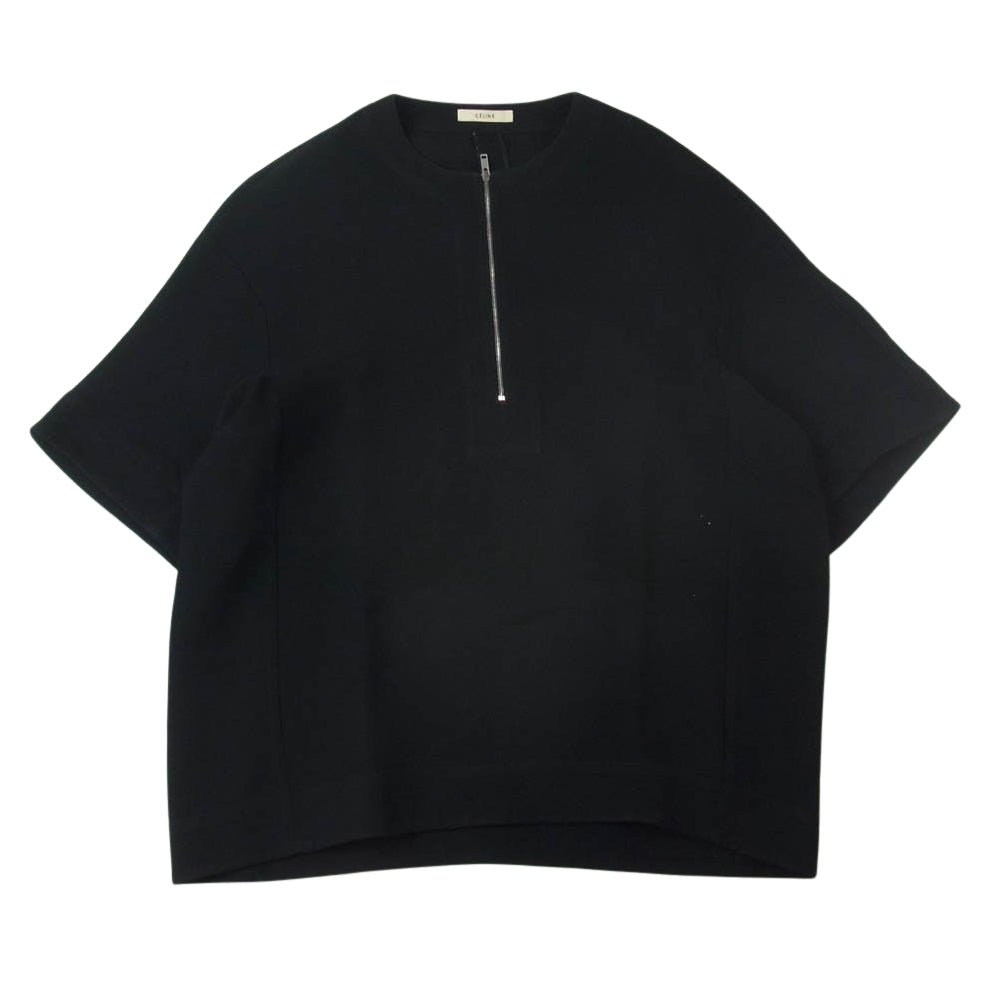 CELINE セリーヌ フィービー期 ハーフジップ プルオーバー トップス Tシャツ ブラック系 42【中古】