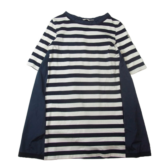 MONCLER モンクレール B109385566900 83140 ABITO CORTO ナイロン切替 ボーダー 半袖 ワンピース ネイビー系 L【中古】