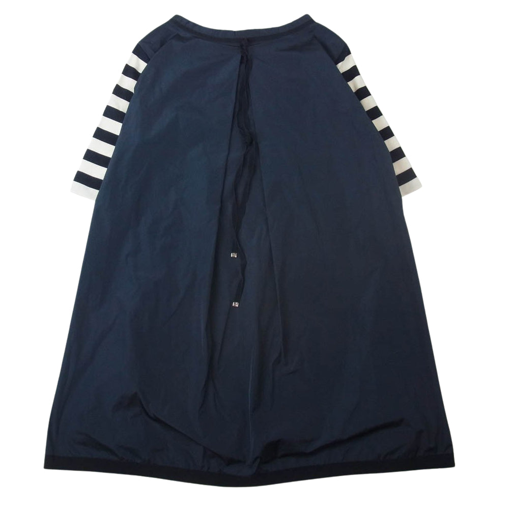 MONCLER モンクレール B109385566900 83140 ABITO CORTO ナイロン切替 ボーダー 半袖 ワンピース ネイビー系 L【中古】