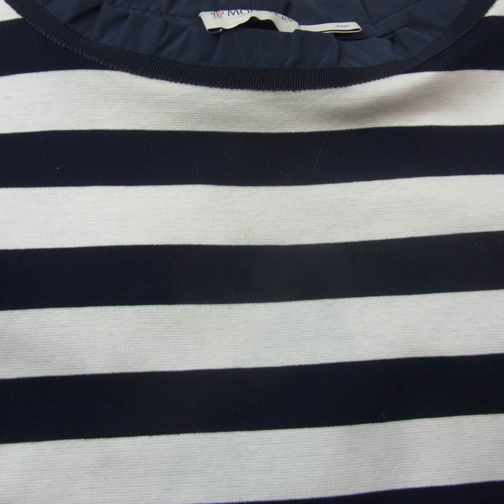 MONCLER モンクレール B109385566900 83140 ABITO CORTO ナイロン切替 ボーダー 半袖 ワンピース ネイビー系 L【中古】