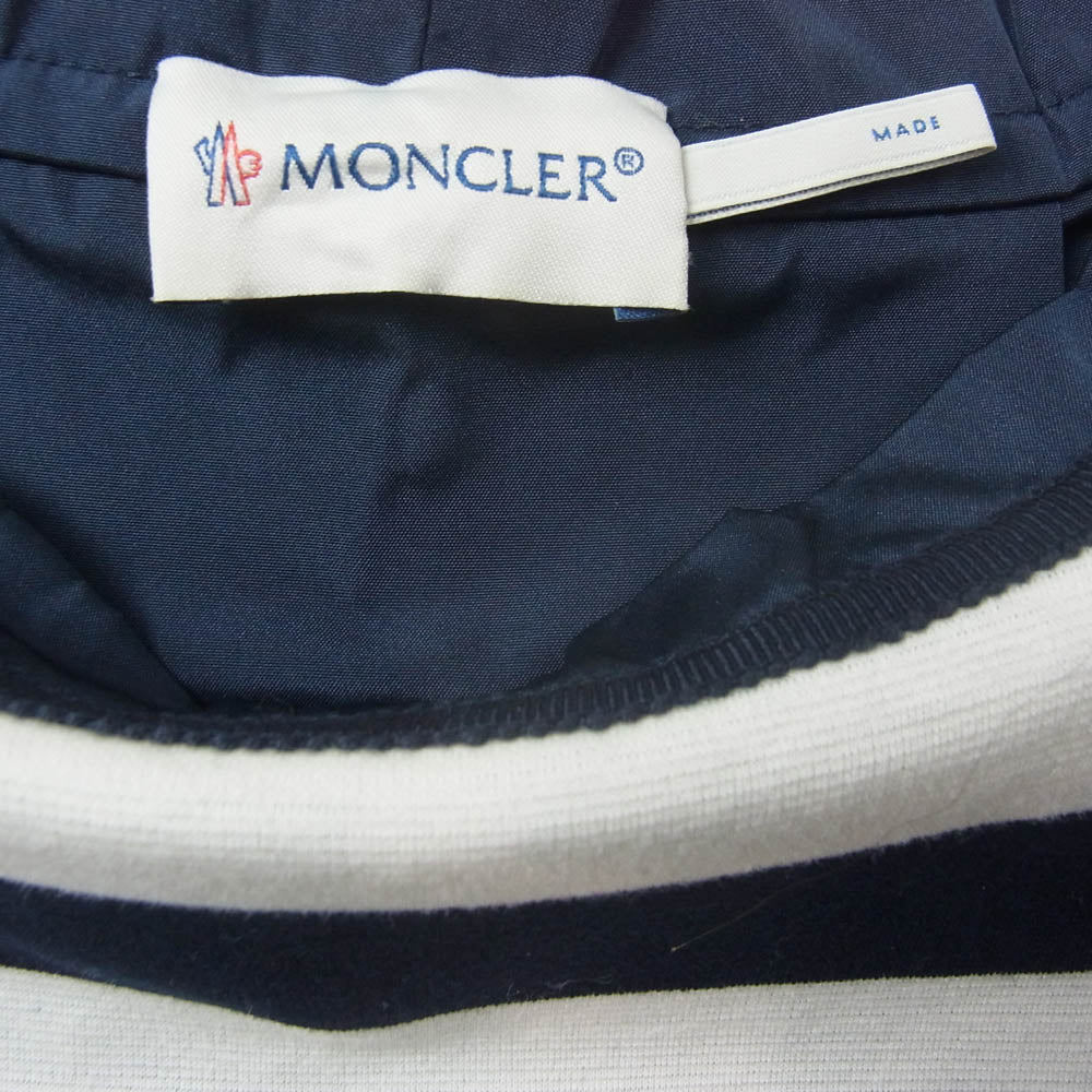 MONCLER モンクレール B109385566900 83140 ABITO CORTO ナイロン切替 ボーダー 半袖 ワンピース ネイビー系 L【中古】