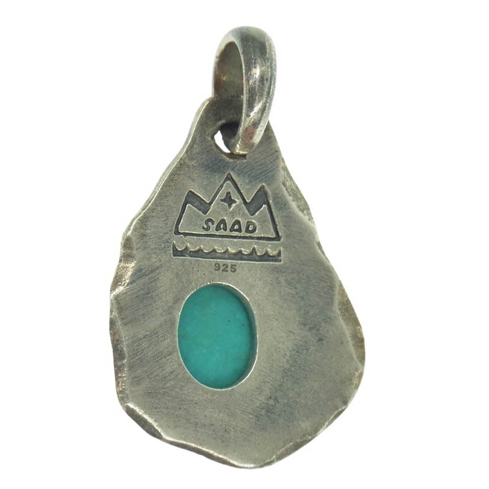 SAAD サード ターコイズ タタキ メタル ペンダント トップ シルバー系【中古】