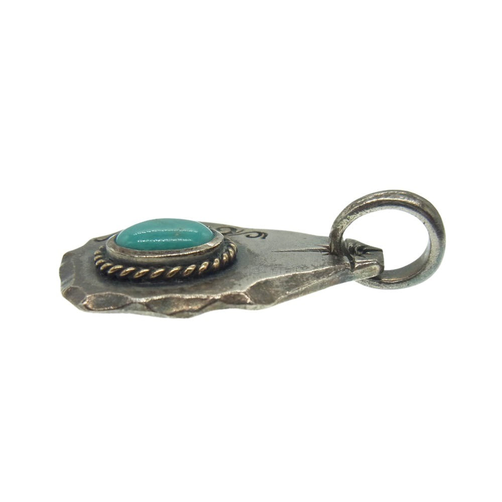 SAAD サード ターコイズ タタキ メタル ペンダント トップ シルバー系【中古】