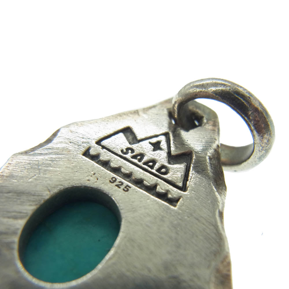 SAAD サード ターコイズ タタキ メタル ペンダント トップ シルバー系【中古】