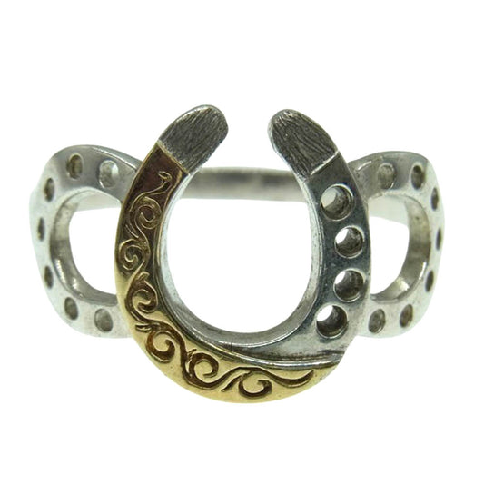 SAAD サード ホースシュー リング K24GP ゴールドプレート シルバー系 24号【中古】