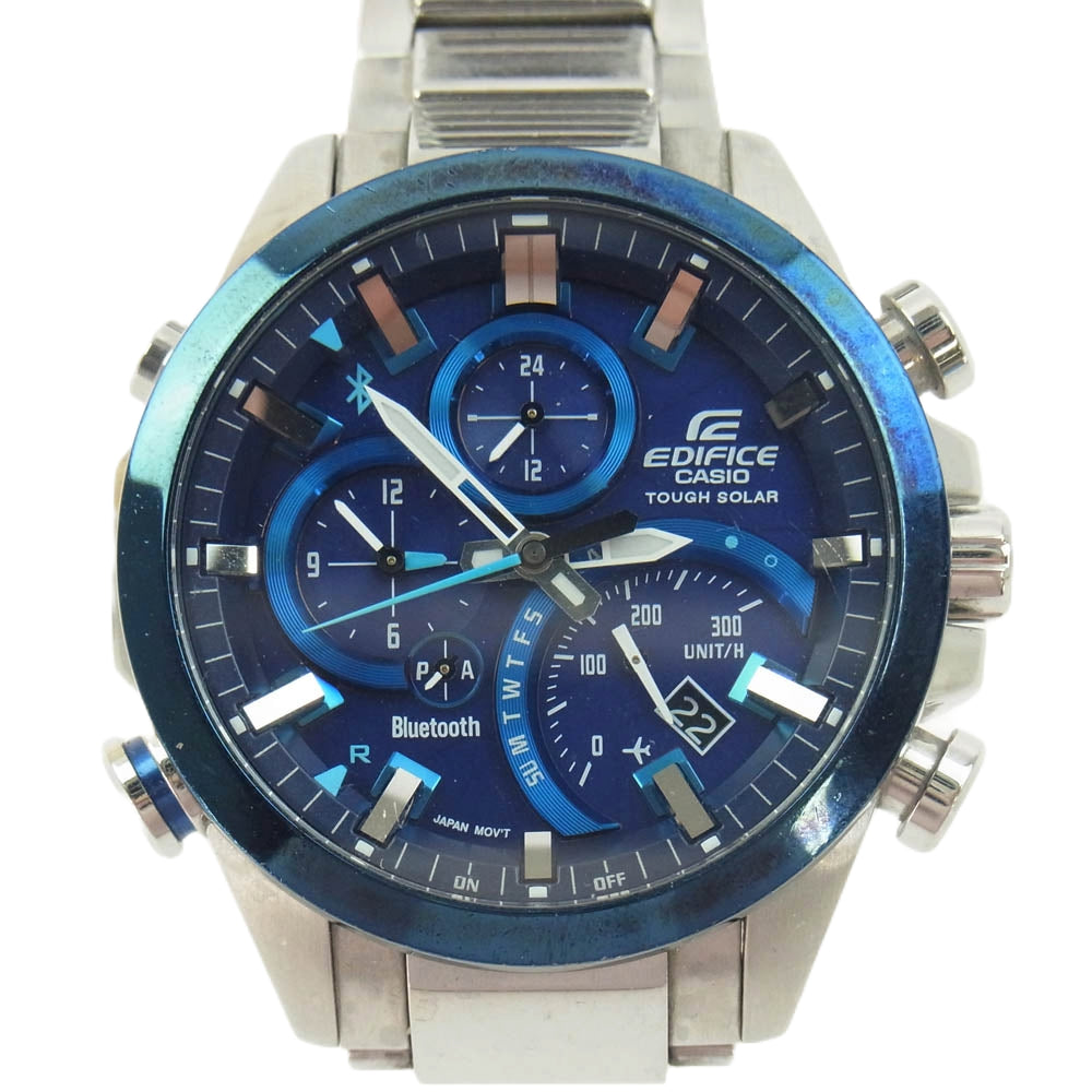 CASIO カシオ EQB-501 EDIFICE エディフィス  クロノ ソーラー ウォッチ 腕時計 シルバー系 ブルー系【中古】