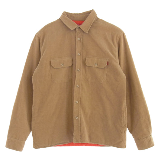 Supreme シュプリーム 17AW Corduroy Quilted Shirt コーデュロイ キルティング シャツ 長袖 中綿 ライトブラウン系 M【中古】
