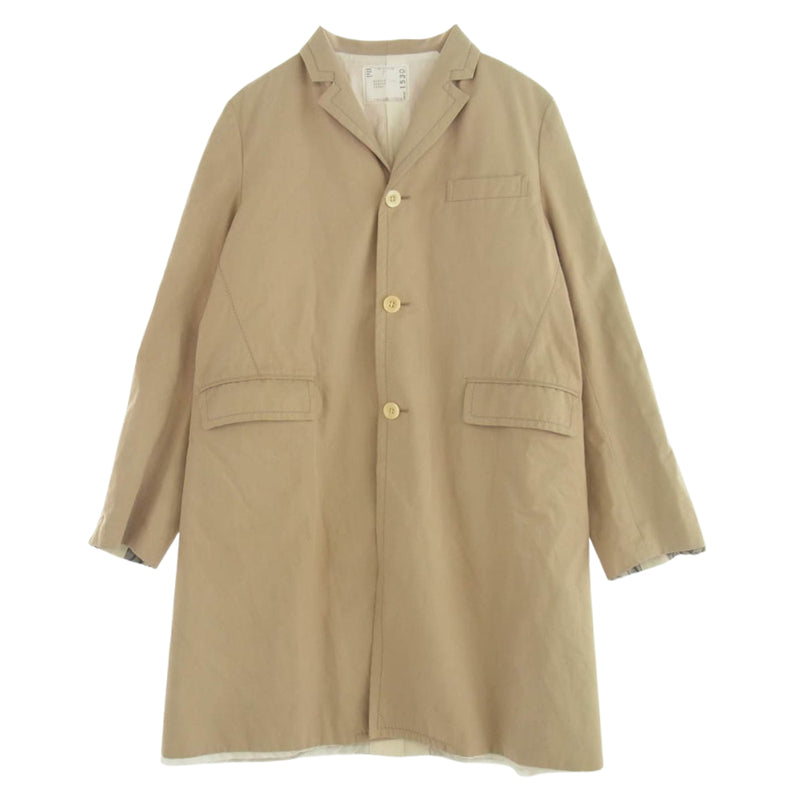 Sacai サカイ 18AW 18-01530M ステッチデザイン チェスター コート ベージュ系 3【中古】