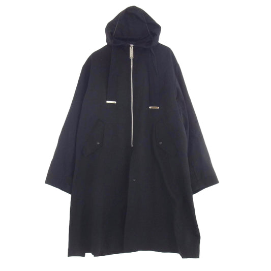 Maison MIHARA YASUHIRO メゾンミハラヤスヒロ A01CT171 フーデッド ジップアップ コート ロング パーカー モッズコート ブラック系 44【中古】