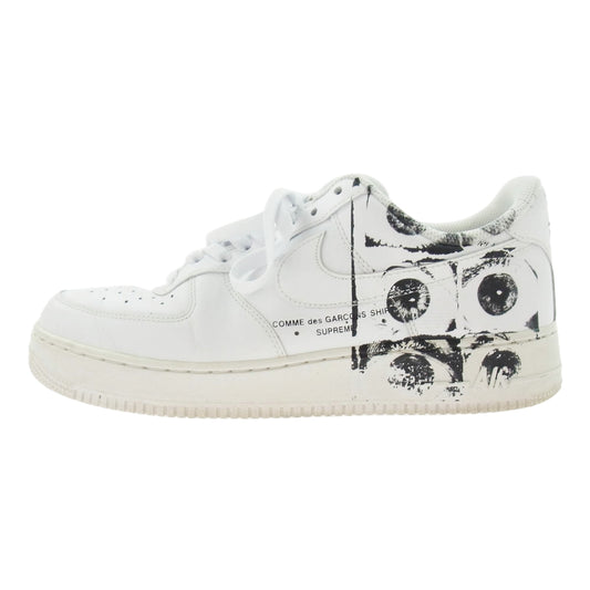 Supreme シュプリーム 923044-100 × NIKE ナイキ × COMME des GARCONS SHIRT コムデギャルソンシャツ AIR FORCE 1 LOW エアフォースワン ローカット スニーカー ホワイト系 27.5cm【中古】