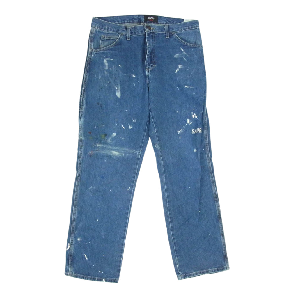 SAPEUR サプール × Dickies ディッキーズ ペイント加工 ペインター デニム パンツ インディゴブルー系 L【中古】