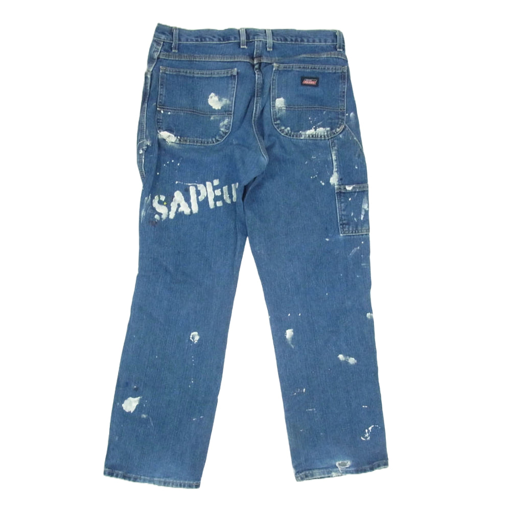SAPEUR サプール × Dickies ディッキーズ ペイント加工 ペインター デニム パンツ インディゴブルー系 L【中古】