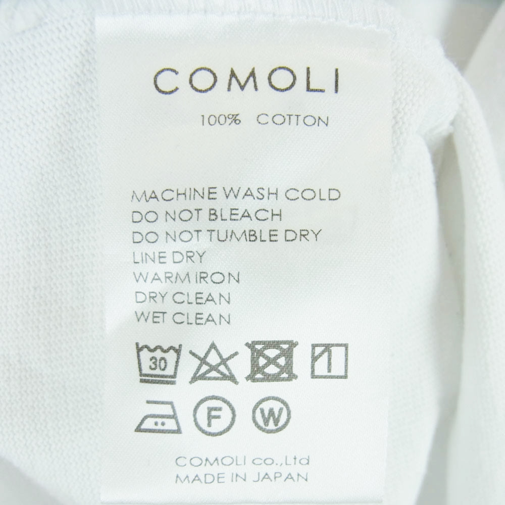 COMOLI コモリ 22SS V01-05005 フットボール シャツ 長袖 カットソー コットン 日本製 ホワイト系 3【中古】