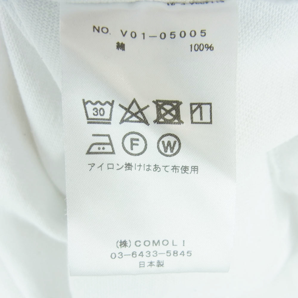 COMOLI コモリ 22SS V01-05005 フットボール シャツ 長袖 カットソー コットン 日本製 ホワイト系 3【中古】