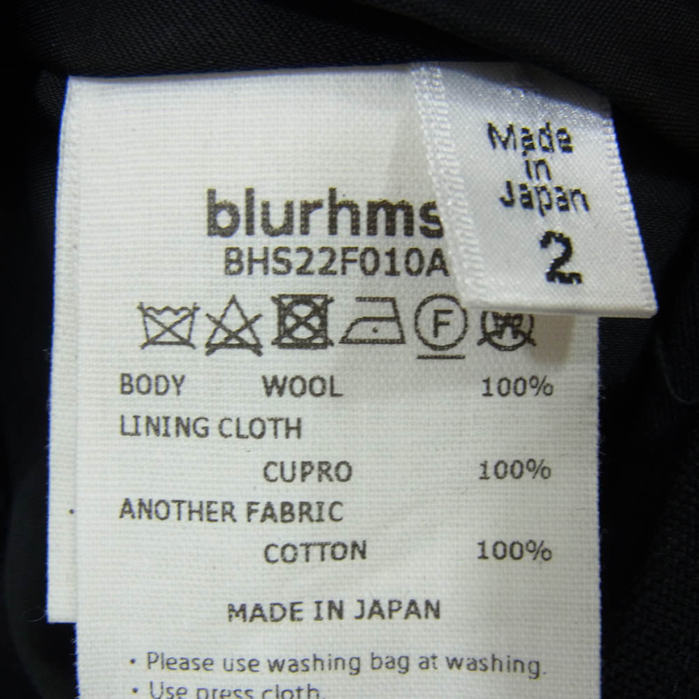 blurhms ブラームス BHS22F010A Wool Surge Super Wide Slacks ウール ワイド スラックス ネイビー系 2【中古】