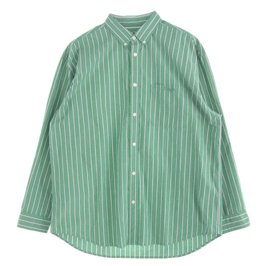 Supreme シュプリーム 23AW Loose Fit Stripe Shirt ルーズフィット ボタンダウン ストライプ シャツ 長袖 グリーン系 L【中古】