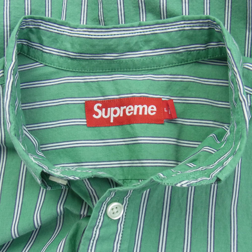 Supreme シュプリーム 23AW Loose Fit Stripe Shirt ルーズフィット ボタンダウン ストライプ シャツ 長袖 グリーン系 L【中古】