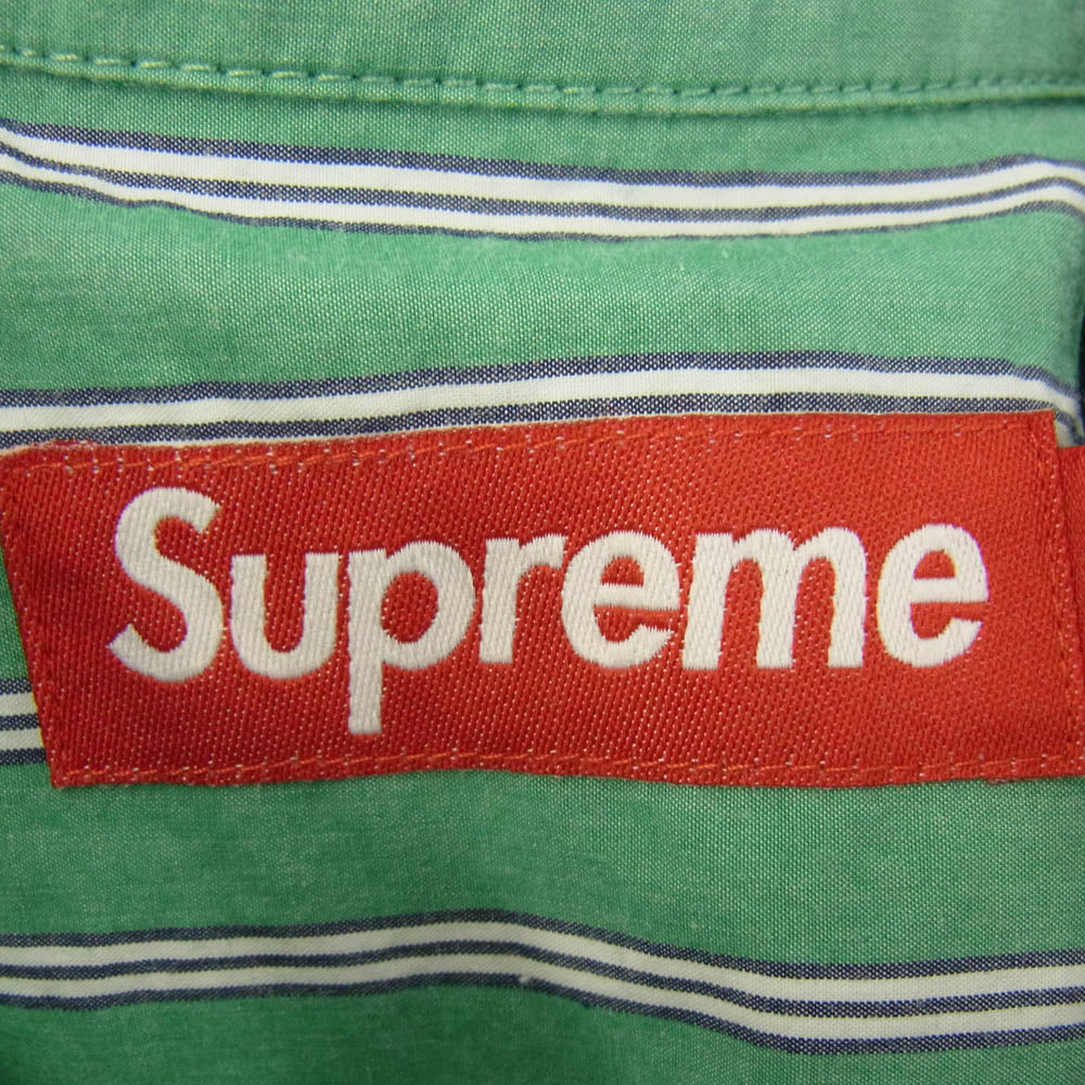Supreme シュプリーム 23AW Loose Fit Stripe Shirt ルーズフィット ボタンダウン ストライプ シャツ 長袖 グリーン系 L【中古】