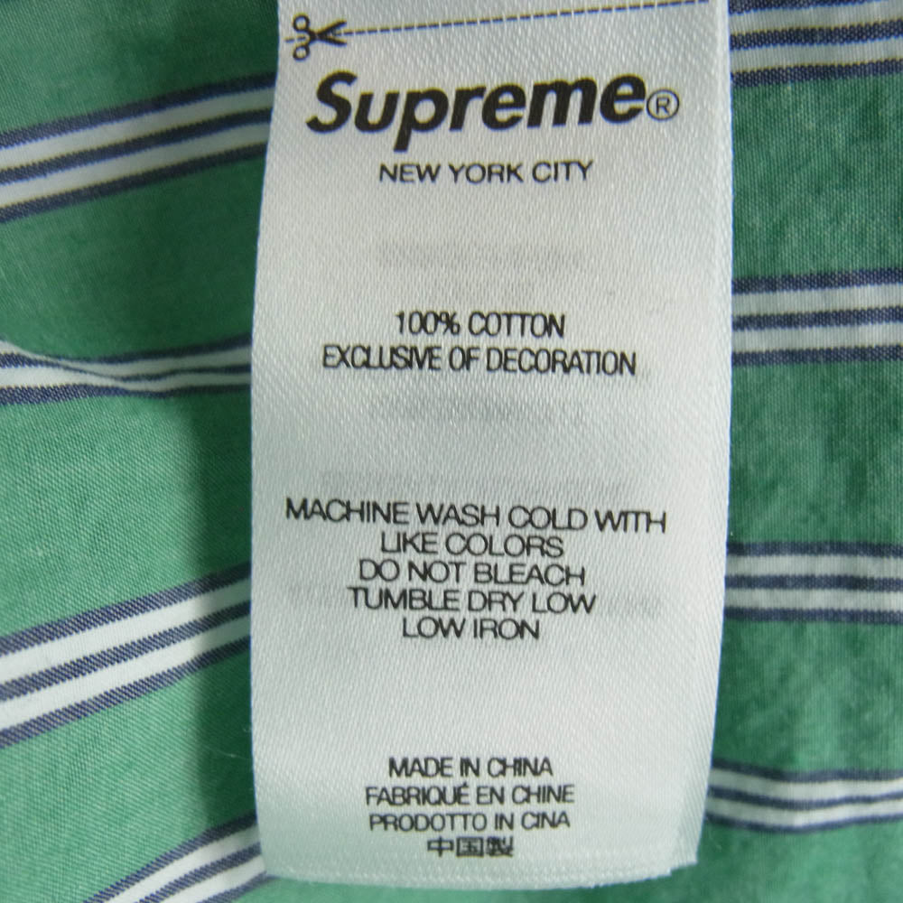 Supreme シュプリーム 23AW Loose Fit Stripe Shirt ルーズフィット ボタンダウン ストライプ シャツ 長袖 グリーン系 L【中古】
