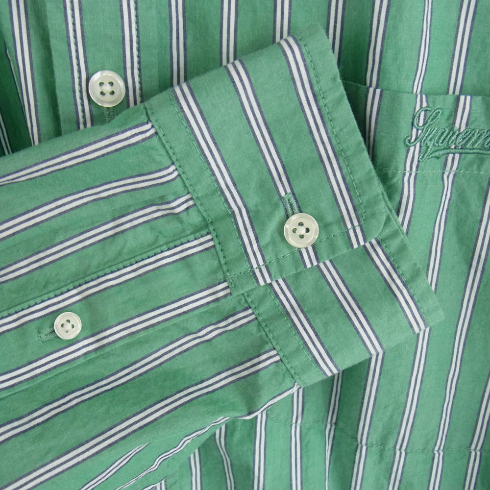 Supreme シュプリーム 23AW Loose Fit Stripe Shirt ルーズフィット ボタンダウン ストライプ シャツ 長袖 グリーン系 L【中古】