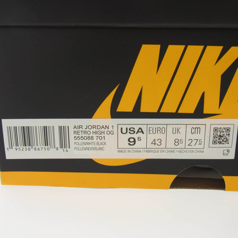 NIKE ナイキ 555088-701 AIR JORDAN1 RETRO HIGH OG Pollen エアジョーダン1 ハイカットスニーカー イエロー系 ブラック系 27.5cm【中古】