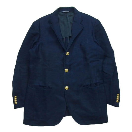 POLO RALPH LAUREN ポロ・ラルフローレン BZ-RL-HM-0520 リネン 100％ 金ボタン 3B テーラード ジャケット ダークネイビー系 C98-W88-T180 AB7【中古】