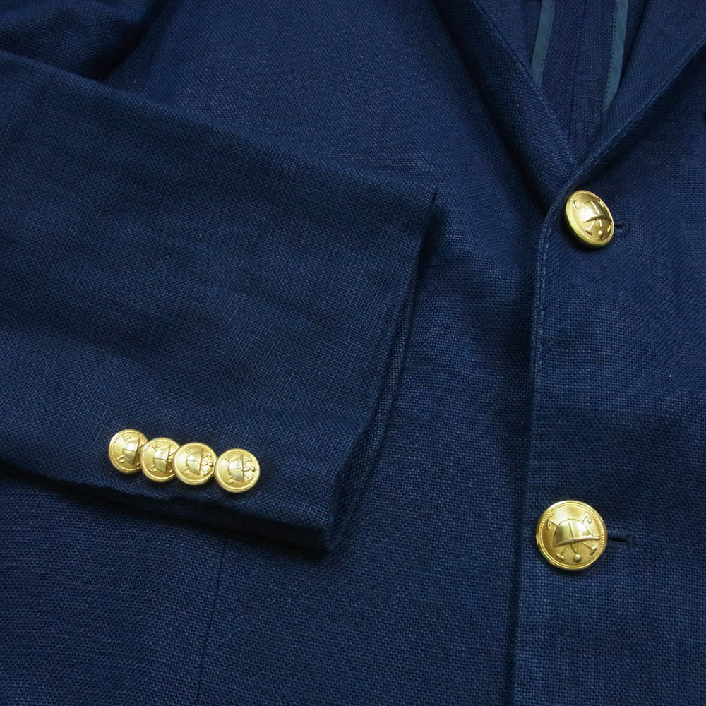 POLO RALPH LAUREN ポロ・ラルフローレン BZ-RL-HM-0520 リネン 100％ 金ボタン 3B テーラード ジャケット ダークネイビー系 C98-W88-T180 AB7【中古】