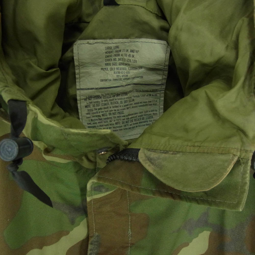 ミリタリー 8415-01-228-1320 90s ECWCS U.S.ARMY カモフラ パーカー カーキ系 L【中古】