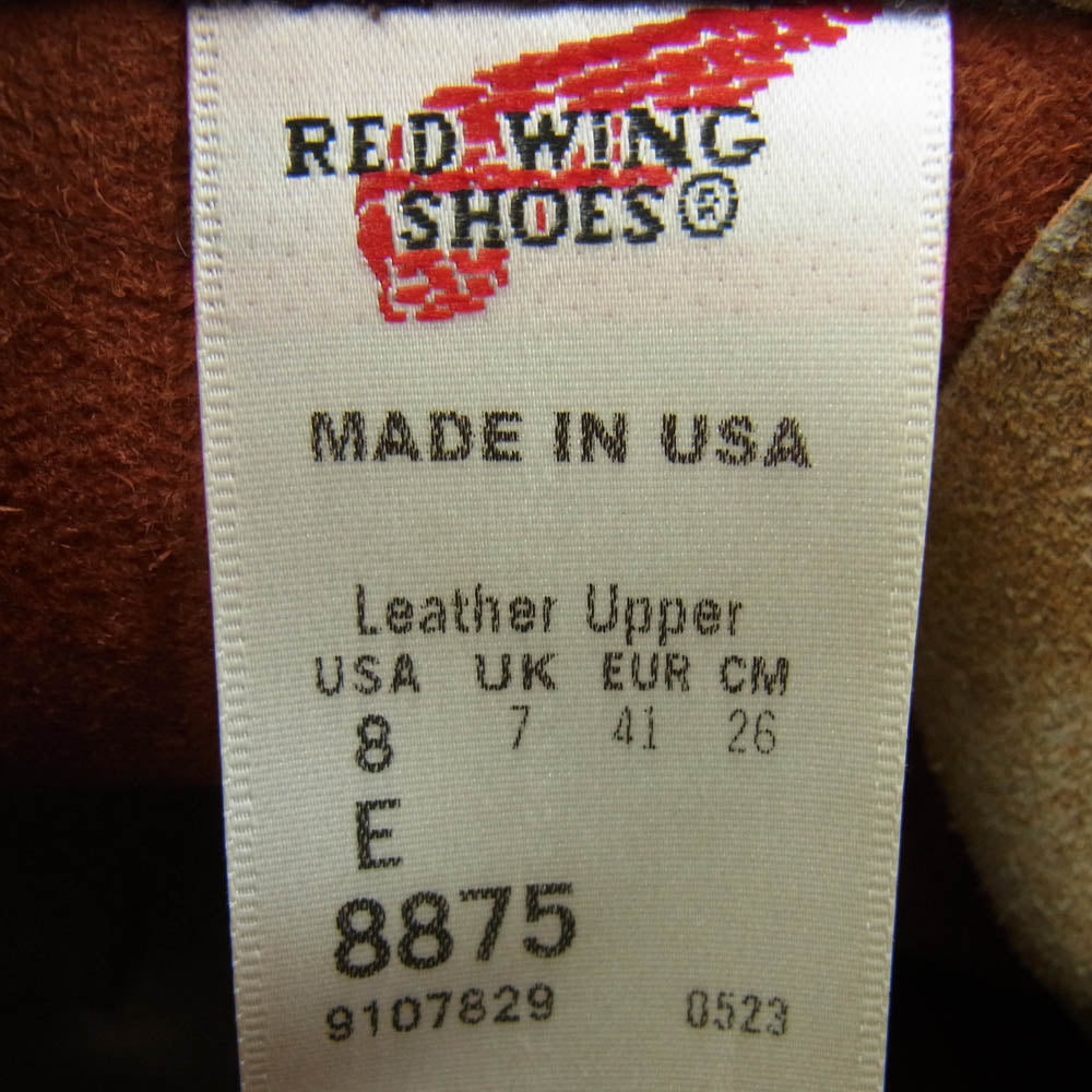 RED WING レッドウィング 8875 23年製 犬タグ 復刻 6inch CLASSIC MOC オロラセット クラシック モックトゥ ブーツ ブラウン系 US8E【中古】