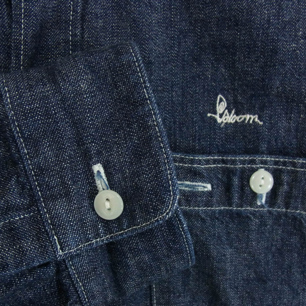 Psicom サイコム ロゴ 刺繍 デニム 長袖 シャツ ロングスリーブ インディゴブルー系 M【中古】