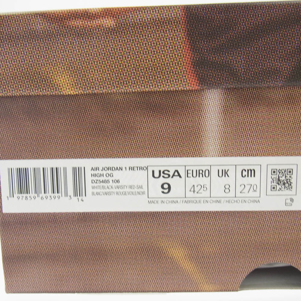 NIKE ナイキ DZ5485-106 Air Jordan 1 Retro High OG Black Toe Reimagined エアジョーダン1 レトロ ハイ ブラックトゥリイマジンド ブラック系 レッド系 27cm【極上美品】【中古】
