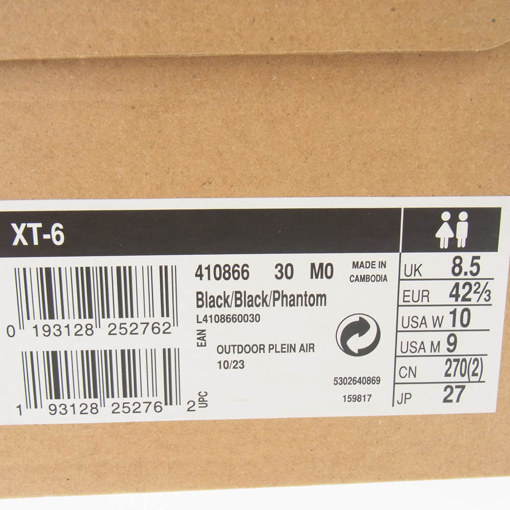 salomon サロモン 410866 XT-6 ローカット スニーカー ブラック系 27cm【中古】