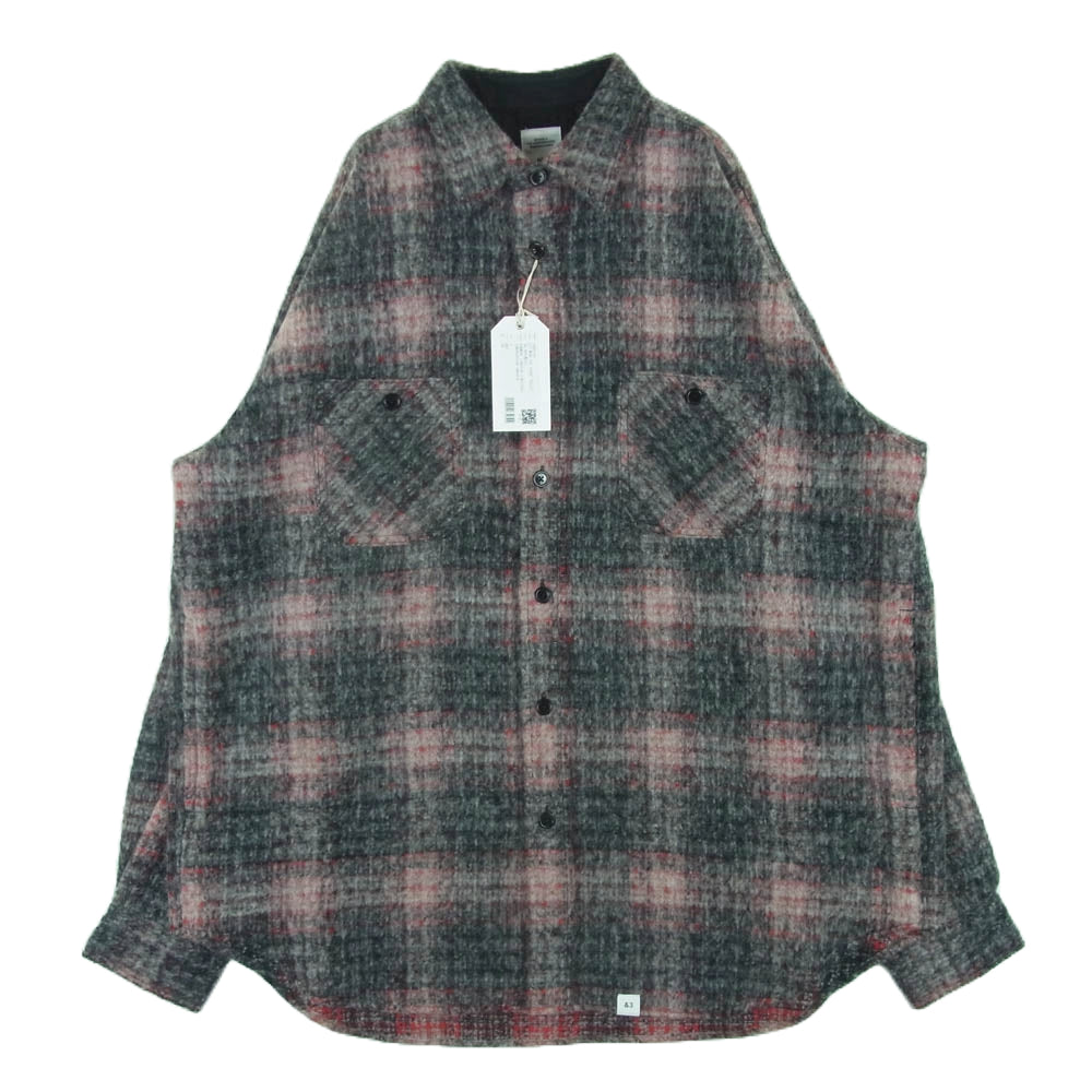 BEDWIN & THE HEARTBREAKERS ベドウィンアンドザハートブレイカーズ 24AB1741 WOOL BIG SHIRT BILLY ビッグ ウール チェック 長袖 シャツ レッド系 グレー系 3【新古品】【未使用】【中古】