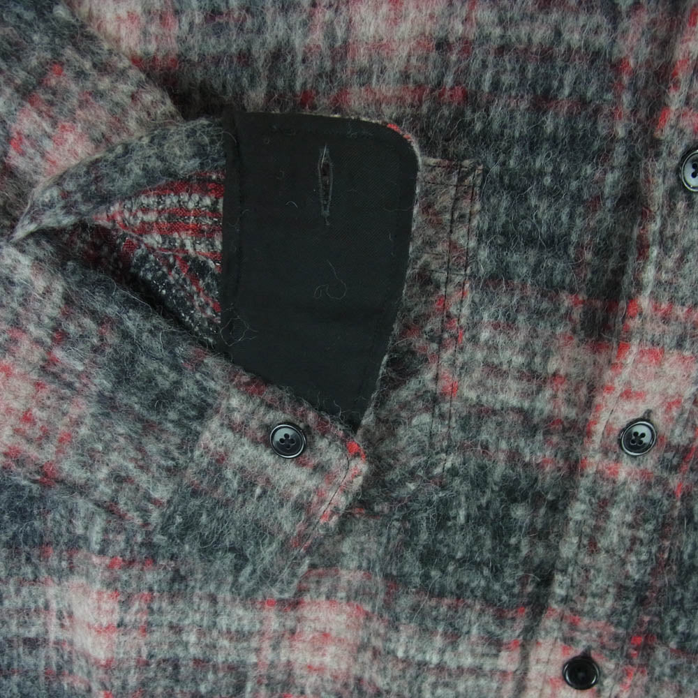 BEDWIN & THE HEARTBREAKERS ベドウィンアンドザハートブレイカーズ 24AB1741 WOOL BIG SHIRT BILLY ビッグ ウール チェック 長袖 シャツ レッド系 グレー系 3【新古品】【未使用】【中古】