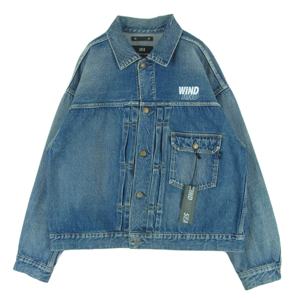 MINEDENIM マインデニム 24AW 24MND-WAS001-86-022 WIND AND SEA ウィンダンシー E.BF-GJKT インディゴ セルヴィッジ デニム ロゴプリント ジャケット インディゴブルー系 2【新古品】【未使用】【中古】